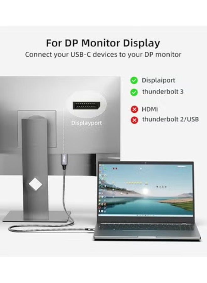 High-Speed 8K USB-C to DisplayPort 1.4 Cable - 6.6ft (2m) - Supports 8K@60Hz, 4K@144Hz, 2K@240Hz - Premium Type-C to DP 1.4 Adapter - Stable UHD Video & Audio - Image 3